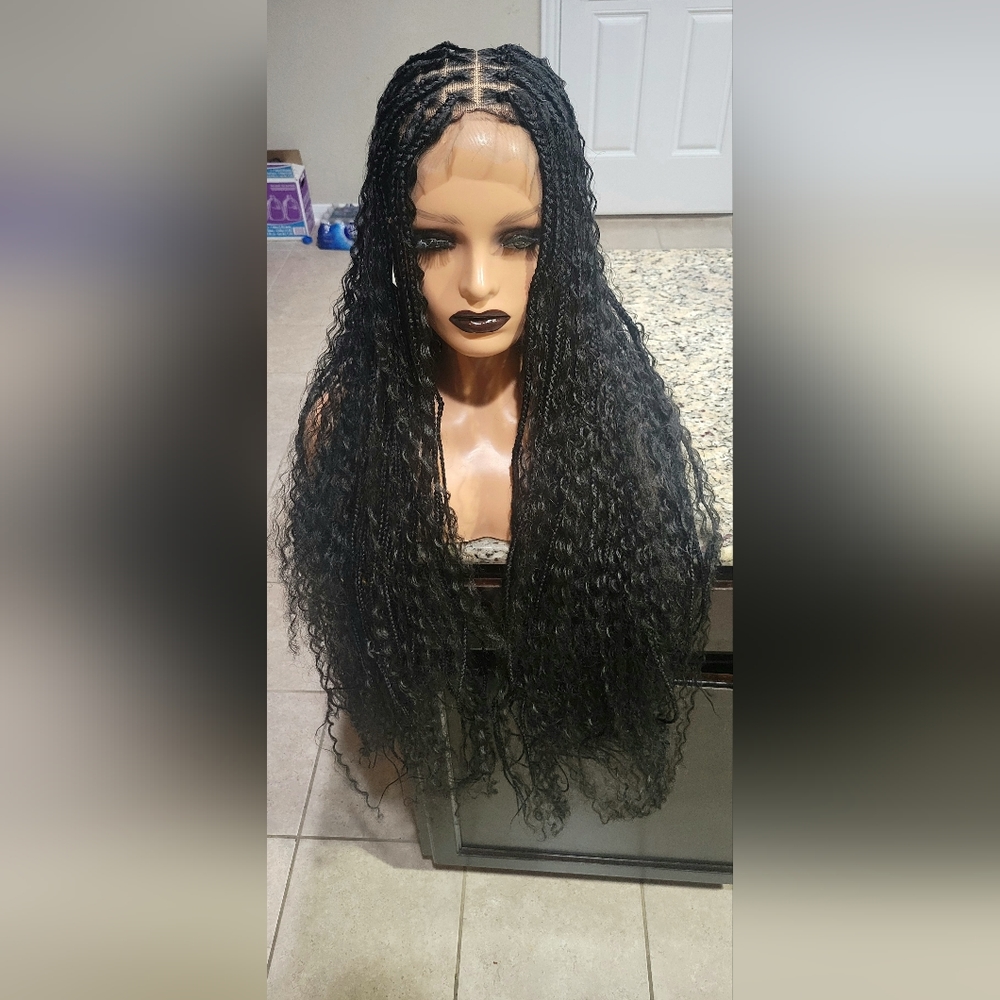 Knotless boho braided   wig full lace blend hair.